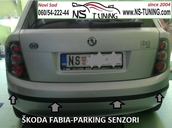 skoda fabia ugradnja parking senzora u novom sadu servis ns tuning zvucno i vizuelno ekran